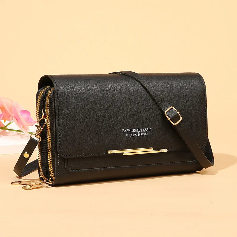 New Women Long Wallet Money Clutch Handbag Korean Large Capacity Multifunctional Shoulder Bag Hand Bag Zipper Purse Mobile Bag