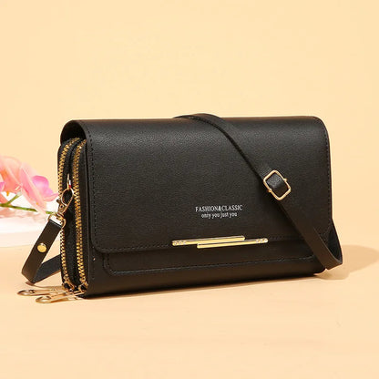 New Women Long Wallet Money Clutch Handbag Korean Large Capacity Multifunctional Shoulder Bag Hand Bag Zipper Purse Mobile Bag