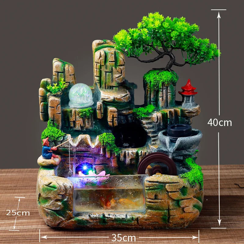 Mini Aquarium For Desktop Small Fish Tank With Waterfall Pump Home Office Decoration