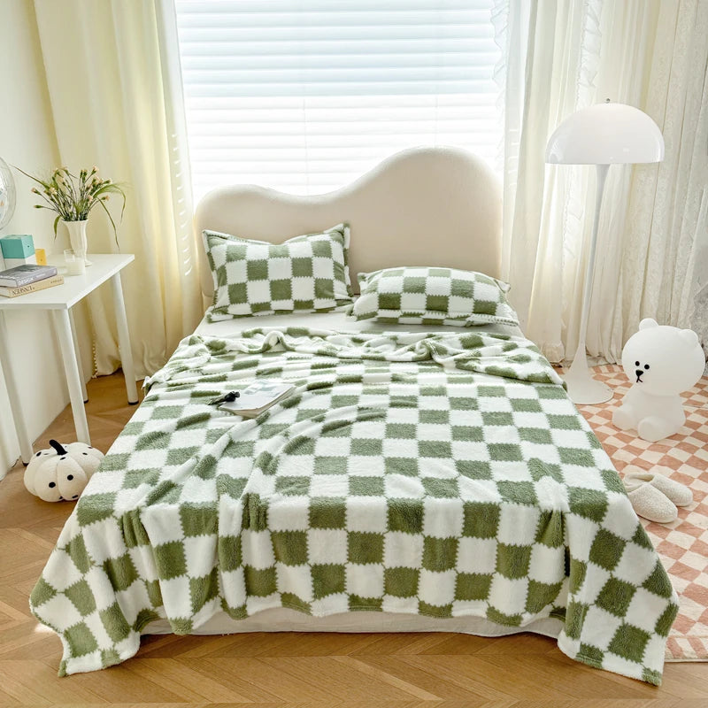 Panda Printed Fluffy Blanket for Beds Single/Queen/King Plush Fleece Plaids for Sofa Soft Warm Thow Blanket for Winter