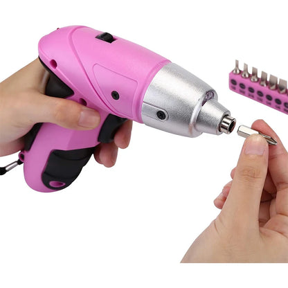 DEKO DKMT98-GP Pink 98 Piece Tool Set General Household Hand Tool & for Woodworking Kit with Plastic Toolbox Storage Case