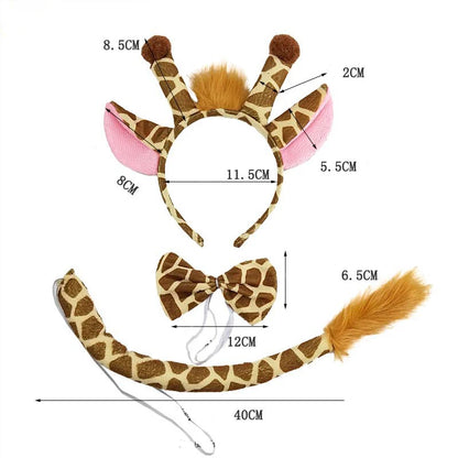 Halloween Giraffe Headband Tie Skirt Gloves Cosplay Kawaii Animal Headgear Christmas Party Costumes A Set Birthday Wearing