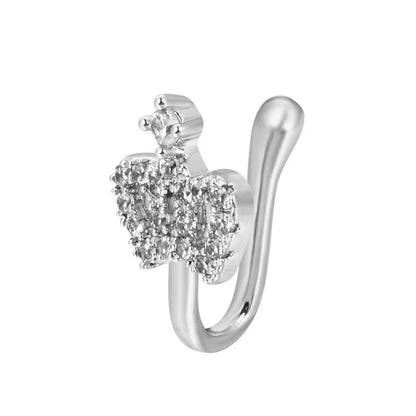 1Pc Copper Fake Piercing Nose Ring Butterfly Crown Star Heart Clip On Nose Ear Clip Cuff Earring for Women Gift Body Jewelry Nez