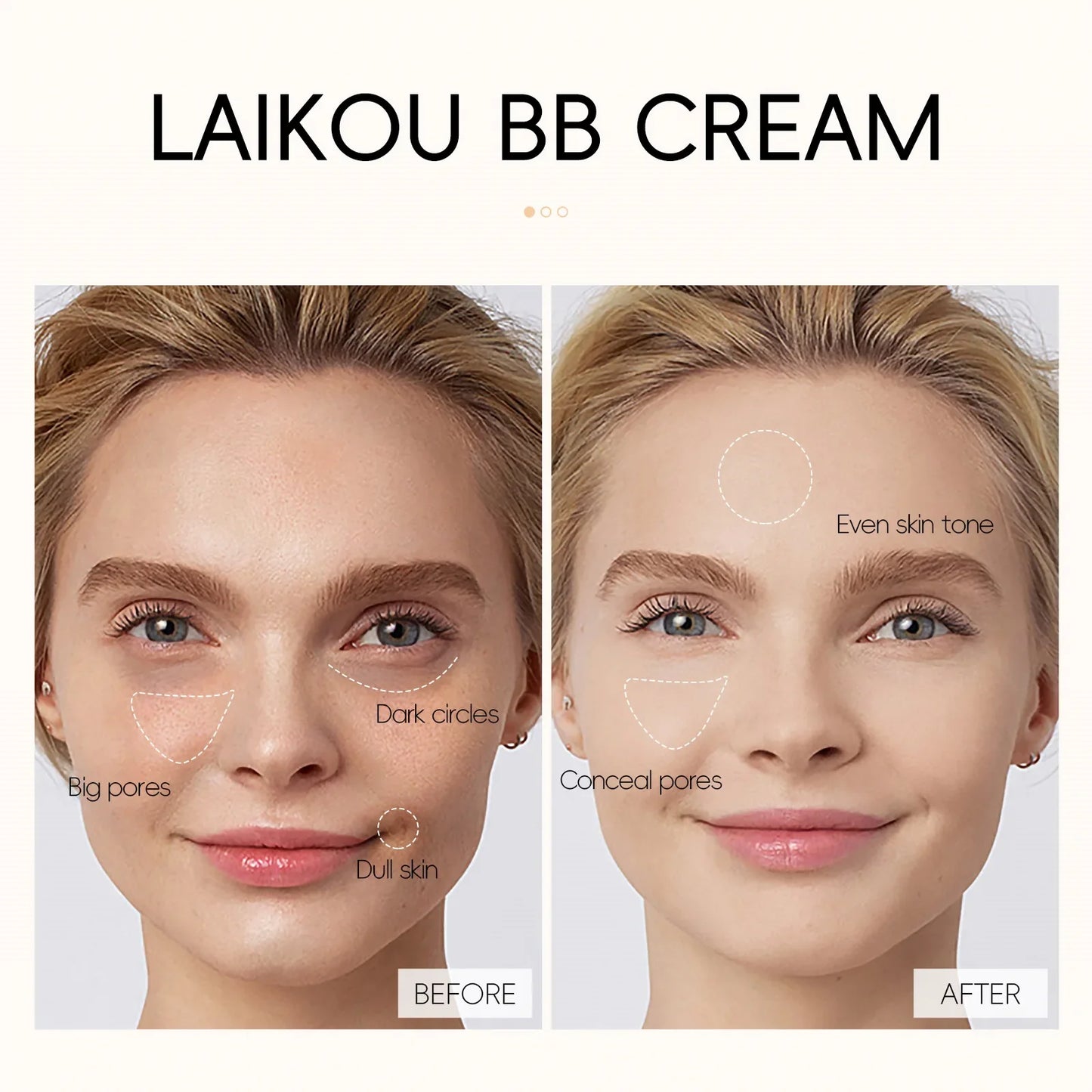 LAIKOU 9-color Foundation BB cream 30ml Natural Facial Concealer Cream Cover Dark Circles Pores Light Texture Makeup Base