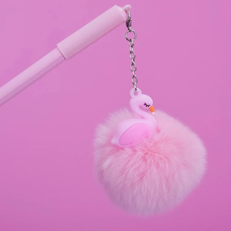 1pc Beautiful Pink Flamingo Gel Pen Plush Swan Pens for School Writing Girl Gifts Kawaii Neutral Office Supplies Stationery