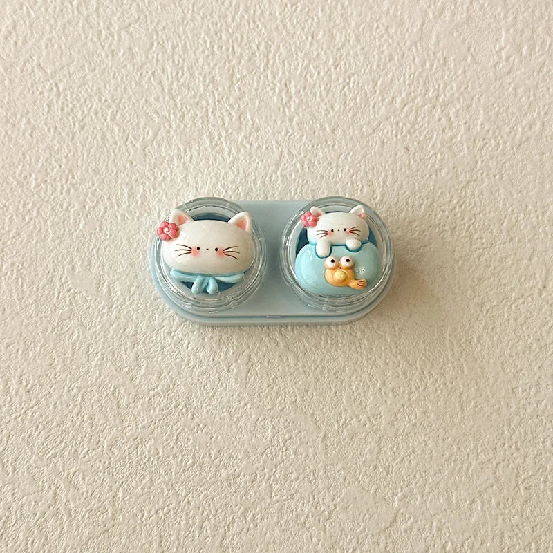 KLASSNUM Portable Cute Cartoon Contact Lens Case Drawer Design Color Contact Lenses Box Container Storage Case Travel Accessory