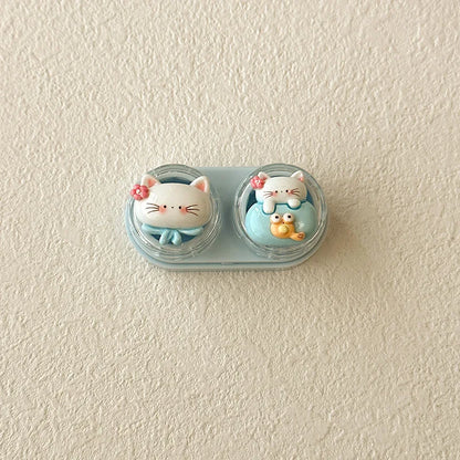 KLASSNUM Portable Cute Cartoon Contact Lens Case Drawer Design Color Contact Lenses Box Container Storage Case Travel Accessory