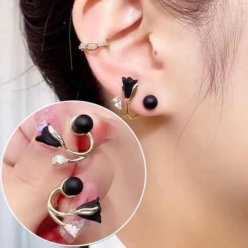925 Silver Needle Korean Fashion Bowknot Tulip Earrings For Women Jewelry 2026 Trending New Women's White Flower Earrings Brinco