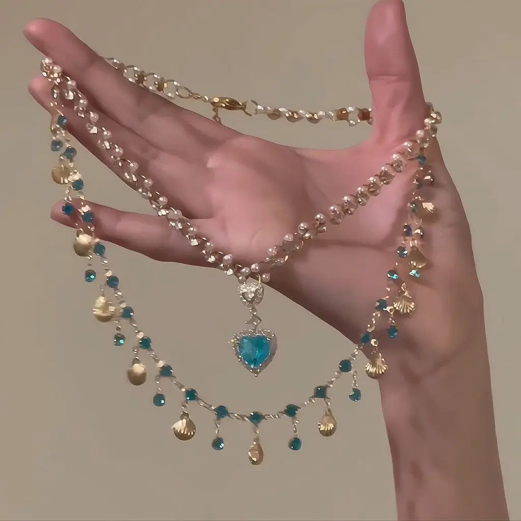 Multi-layered Copper Alloy Crystal Necklace Women Hanfu Accessories Sexy Golden Collarbone Necklace Birthday Gift For Women