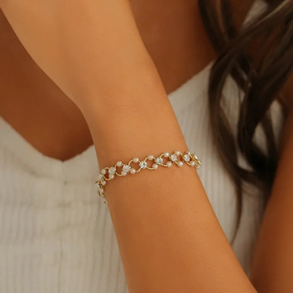 New Luxurious Geometry Square Green Crystal Bracelets Women Fashion Exquisite Butterfly Love Heart Metal Bracelets Set Jewelry