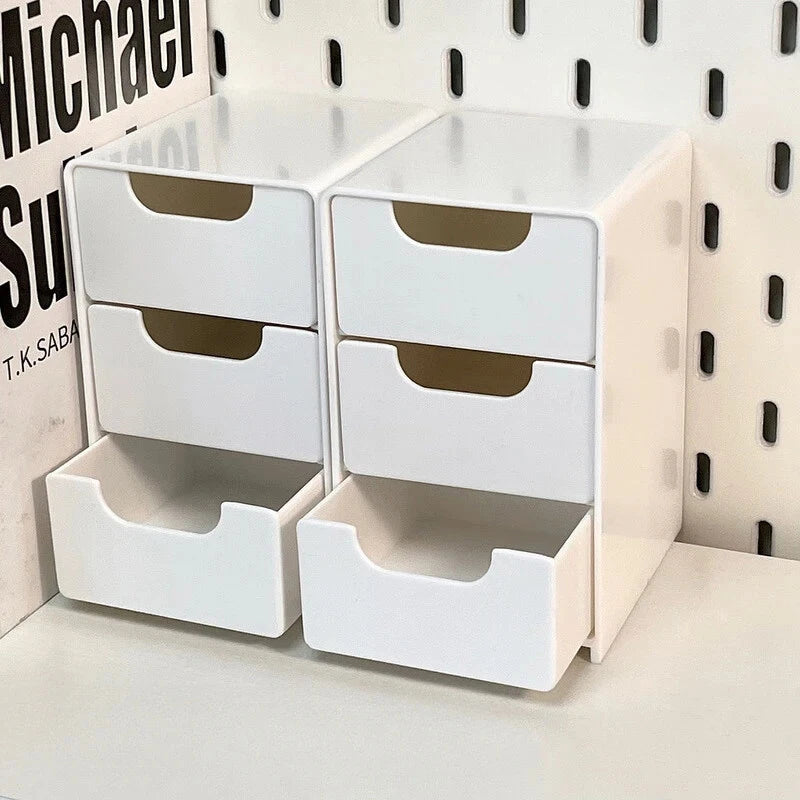3-Tier Cosmetic Storage Box Organizer With Drawers Multifunctional Countertop Storage For Jewelry Office Supplies