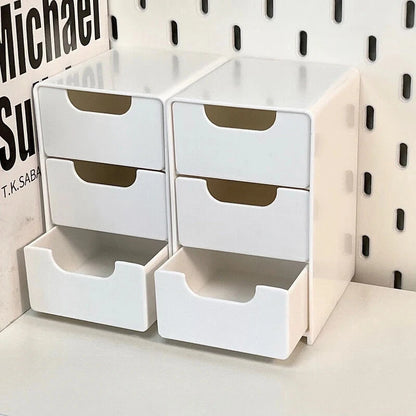 3-Tier Cosmetic Storage Box Organizer With Drawers Multifunctional Countertop Storage For Jewelry Office Supplies