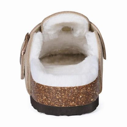 Asgard Women's Fuzzy Clogs Slippers Indoor Warm Plush Fur Cork Footbed Clogs Slippers Winter Lady House Flats Cotton Slippers