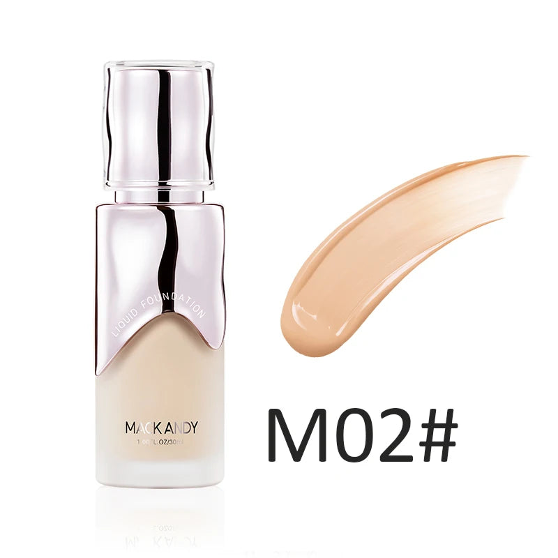 Mack Andy Matte Finish Liquid Foundation - Oil-Control, Waterproof, Full Coverage Concealer for All Skin Tones