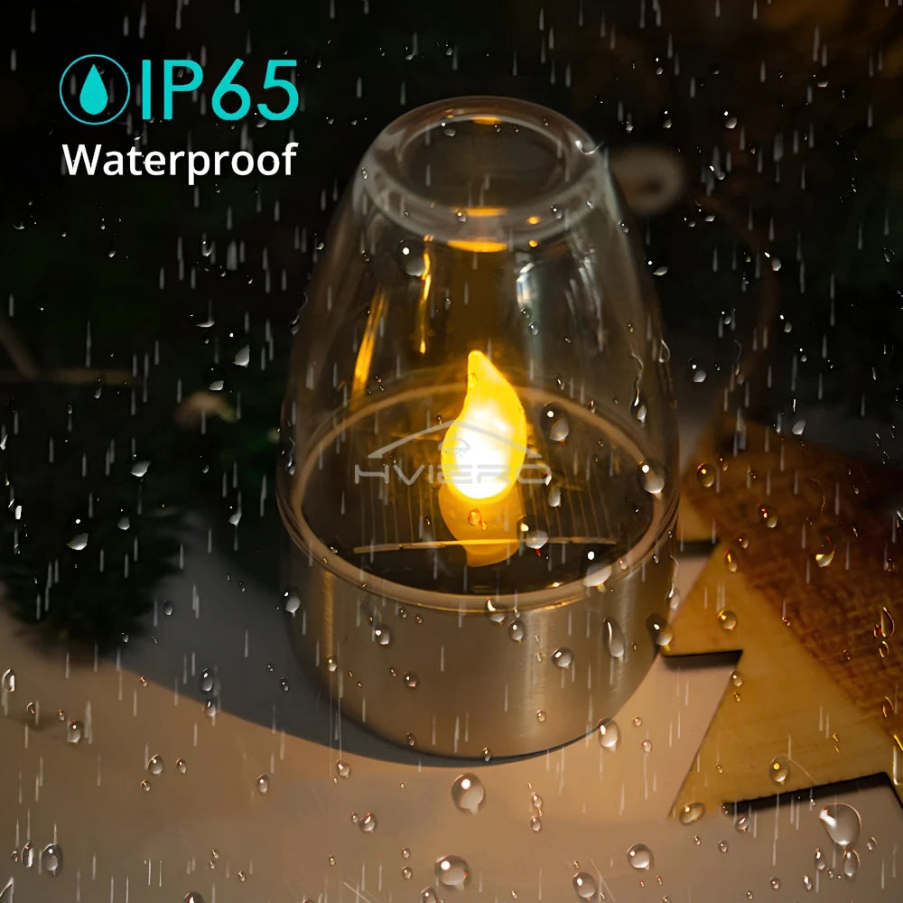 Home Solar Light LED Stainless Steel Candle Outdoor Courtyard Decorative Atmosphere Night Light Halloween Candlelight Dinner Led