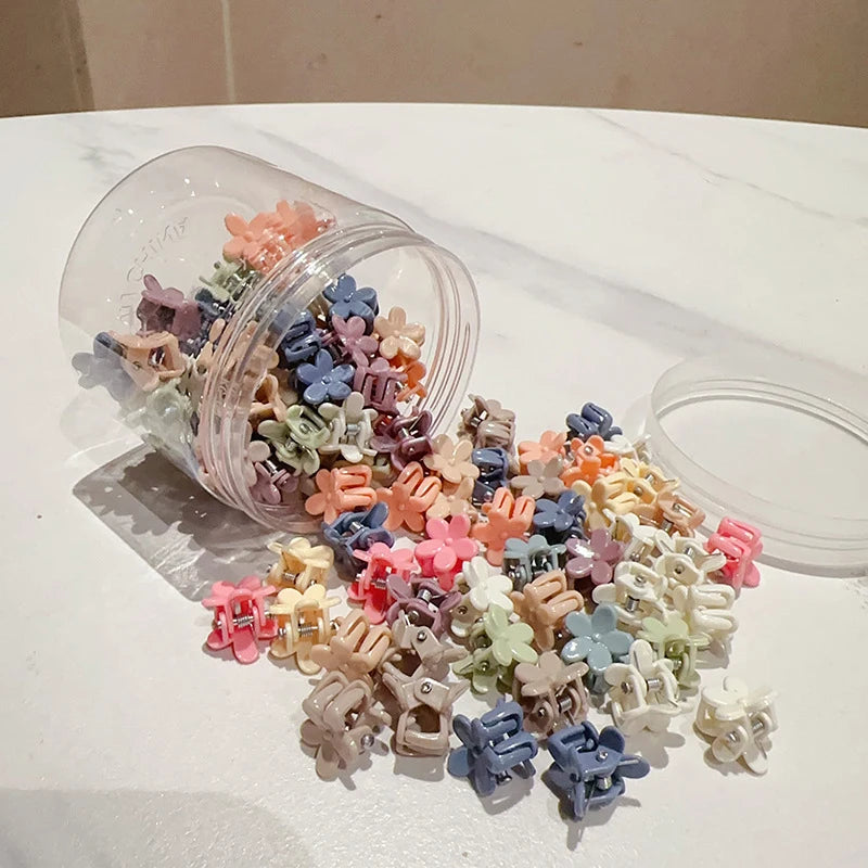100Pcs Cute Flower Star Hair Claws Styling Hair Braid Hairpins Kids  Colorful Small Girls Hair Clips Hair Accessories Headwear