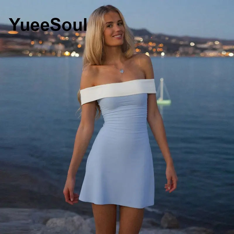 Blue Mini Dress Summer Sleeveless Slim Sexy Women Dresses 2025 New Sweet Cute Evening Party Casual High Street Y2K Dress