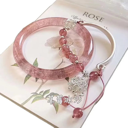 2pcs set Chinese Style Temperament Sliver Color Butterfly Safety Lock Tassel Splice Bracelet Bangles for Women Charm Jewelry