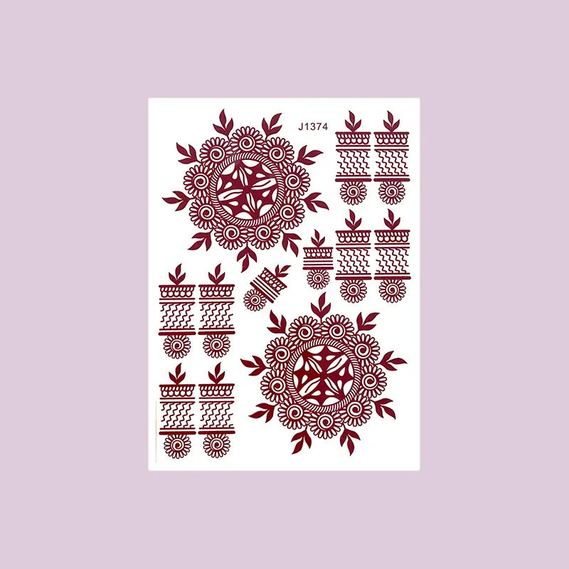 Waterproof Henna Tattoo Stickers for Women Flower Instant Fake Tattoo for Hand Temporary Tattoos for Wedding Party Festival