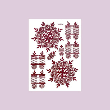 Waterproof Henna Tattoo Stickers for Women Flower Instant Fake Tattoo for Hand Temporary Tattoos for Wedding Party Festival