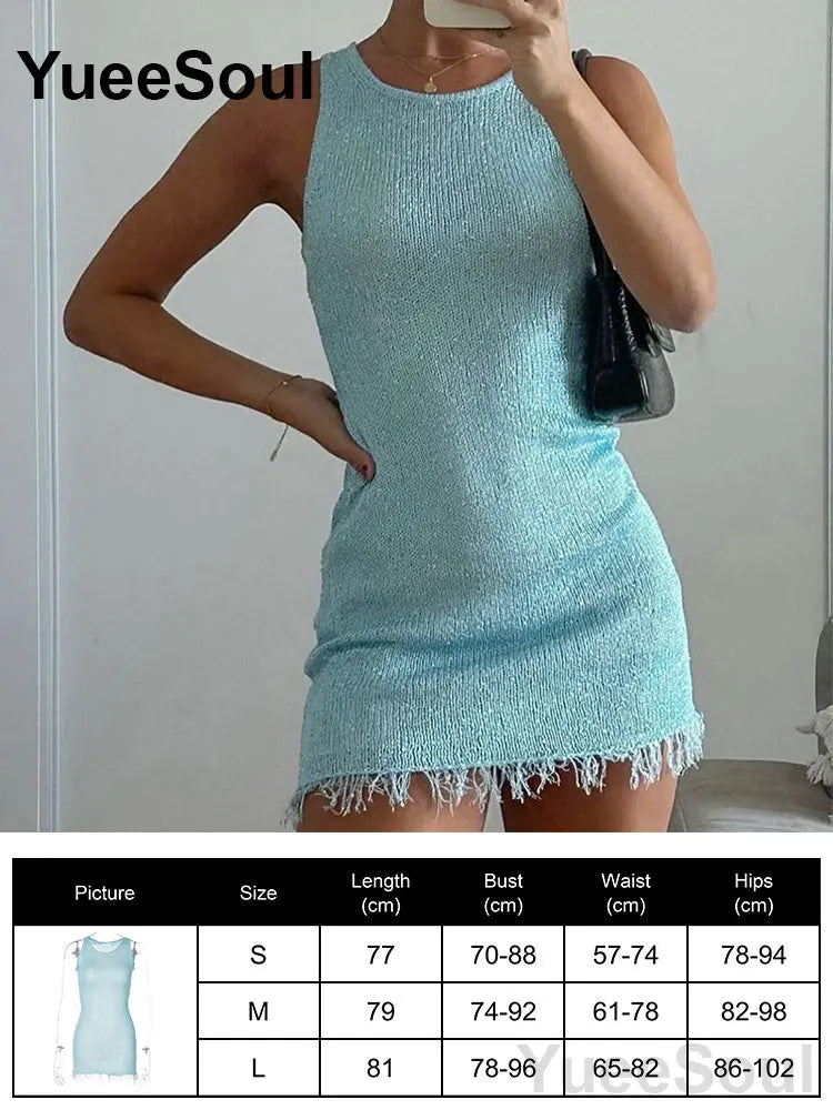Blue Mini Dress Summer Sleeveless Slim Sexy Women Dresses 2025 New Sweet Cute Evening Party Casual High Street Y2K Dress