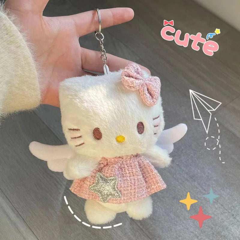 Sanrio Hello Kitty Keychain Cute Cartoon Bag Pendant Plush Doll Charms Car Key Ring Backpack Accessories Women Girl Gifts