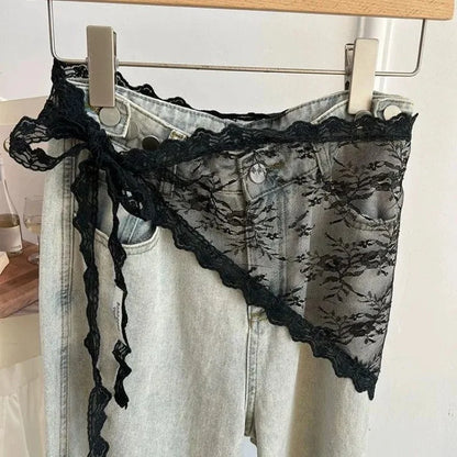12styles Lace Mesh Triangle Scarf French Country Style Floral Hair Scarf Headwrap for Elegant Women Spring Summer Boho Bandana