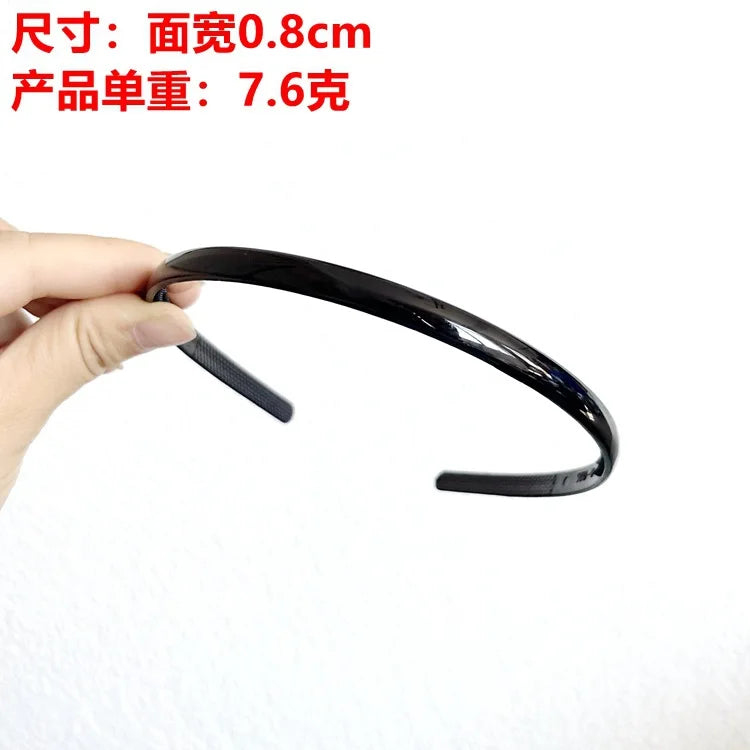 10 Black Plastic Narrow Thin Plain Hair band Headband 4-15mm With Teeth