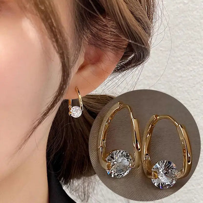 925 Silver Needle Korean Fashion Double V Crystal Earrings For Women Jewelry 2026 Trending Luxury Women's Earrings Behind Ear