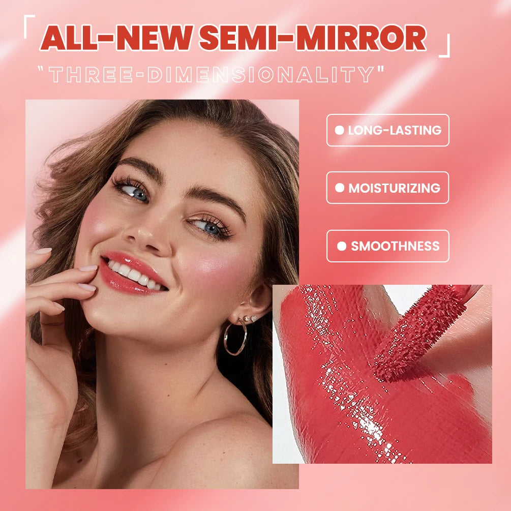 QIBEST 8 Colors Nude Watery Lip Gloss Long Lasting Liquid Lipstick Not Fading Sexy Red Purple Lip Glaze Lip Tint Women Makeup