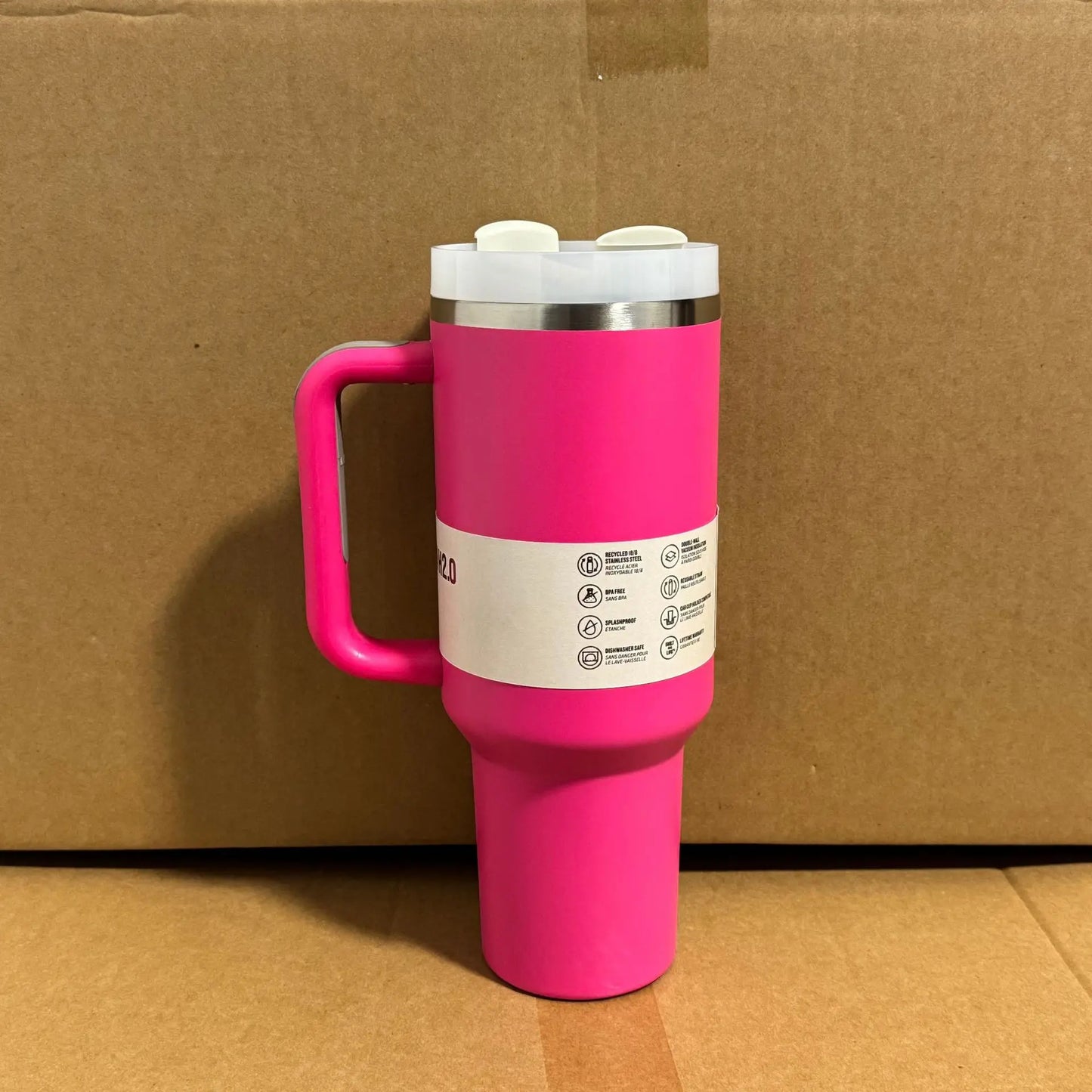 40OZ Flip Straw Tumbler with Leakproof Lid Built-In Straw & Handle Cupholder Compatible for Travel Insulated Stainless Steel Cup