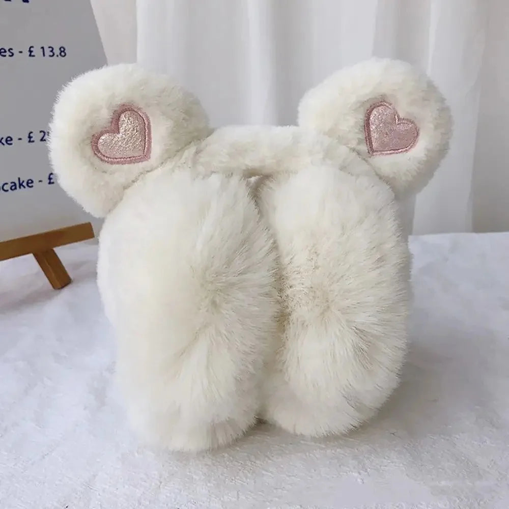 Cute Bear Ears Winter Warm Earmuffs for Women Girls Kids Plush Thick Soft Ear Muffs Protect Ears Foldable Warmer Cover Earflaps