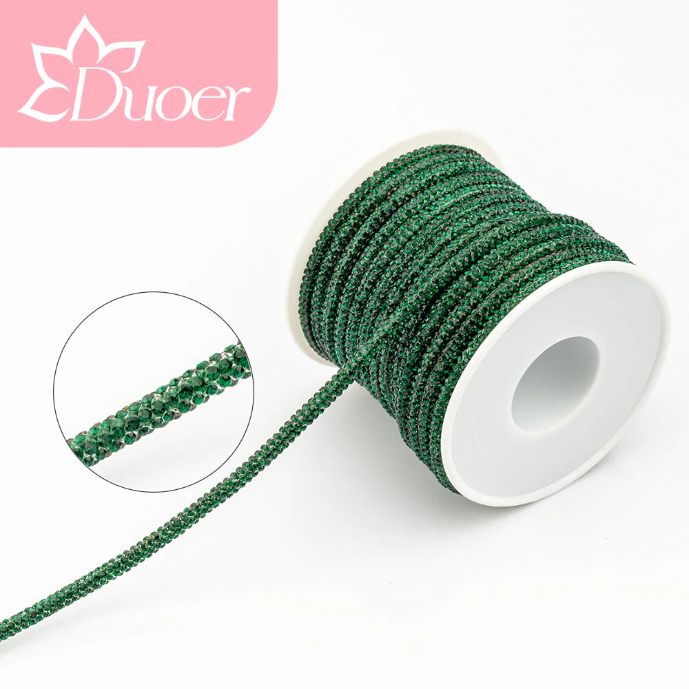 DUOER 3mm 5/10 Yards Glass Rhinestones Rope Tube GlitterDiamond Cord Soft Shoelace Drawstring Trimming For DIY Hoodies Trouser