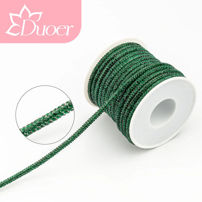 DUOER 3mm 5/10 Yards Glass Rhinestones Rope Tube GlitterDiamond Cord Soft Shoelace Drawstring Trimming For DIY Hoodies Trouser