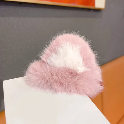 Girls Cartoon Fluffy Hairpin Ladies Sweet Style Cat Ear Shape Side/Top Bangs Clip Female Cute Hair Accessories