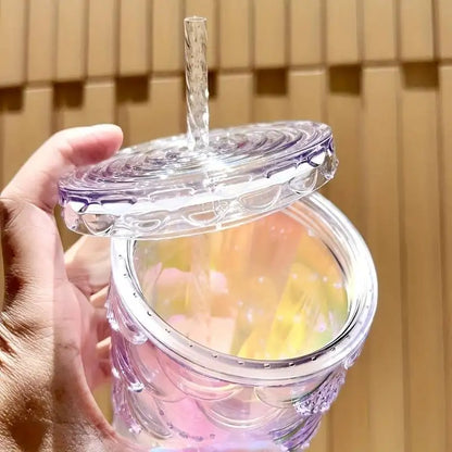 LUSQI 710ml Water Bottles With Straw Large Capacity Reusable - Creative Fish Scale Devise Plastic Drinking Cup