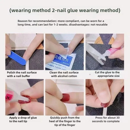 10pcs Black Full Cover Nail Tips Almond Handmade False Nails Art Wearable Solid Color Cat's Eye Press on Nail for Women&Girls