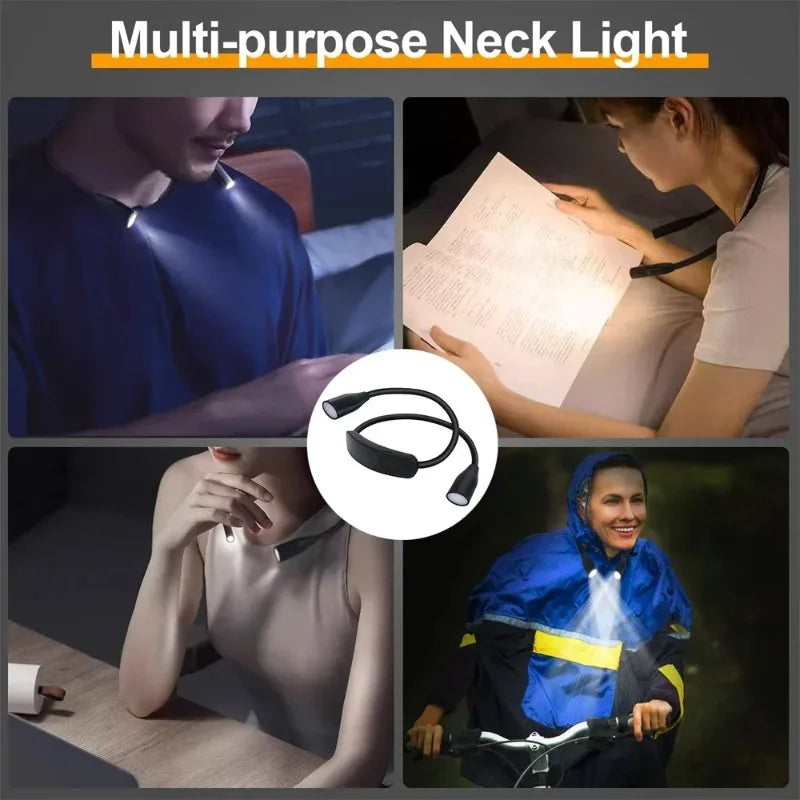 LED Reading Neck Light Book Lamp 360° Flexible Arm Reading Book Light Read Neck Lamp Study Reading Night Light Battery-powered