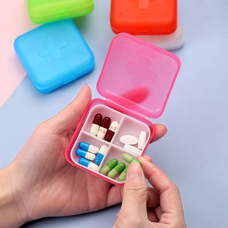 4 Grids Pills Box Plastic Storage Box Weekly Pill Organizer Travel Medicine Container Waterproof Boxes Vitamin Holder