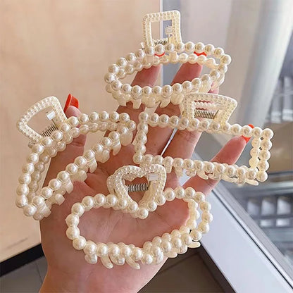 Imitation Pearl Hairpins Geometric Hair Claws Bath Large Catch Clip Back Head Women Hair Accessories Hair Claw New Headwear