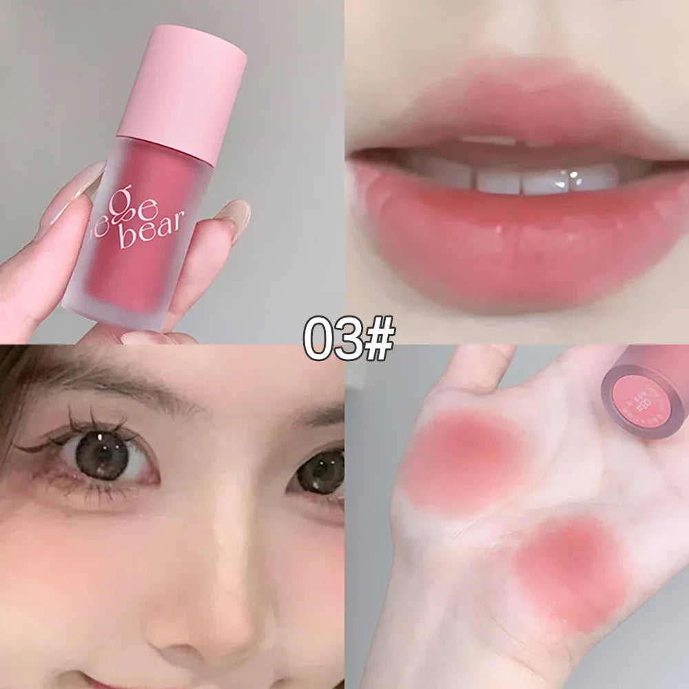 Gege Bear Smooth Multi-purpose Cream Expansion Color Blush Not Easy to Fade Nude Matte Velvet Lip Glaze