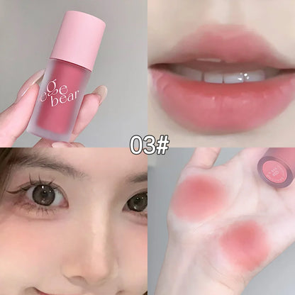 Gege Bear Smooth Multi-purpose Cream Expansion Color Blush Not Easy to Fade Nude Matte Velvet Lip Glaze