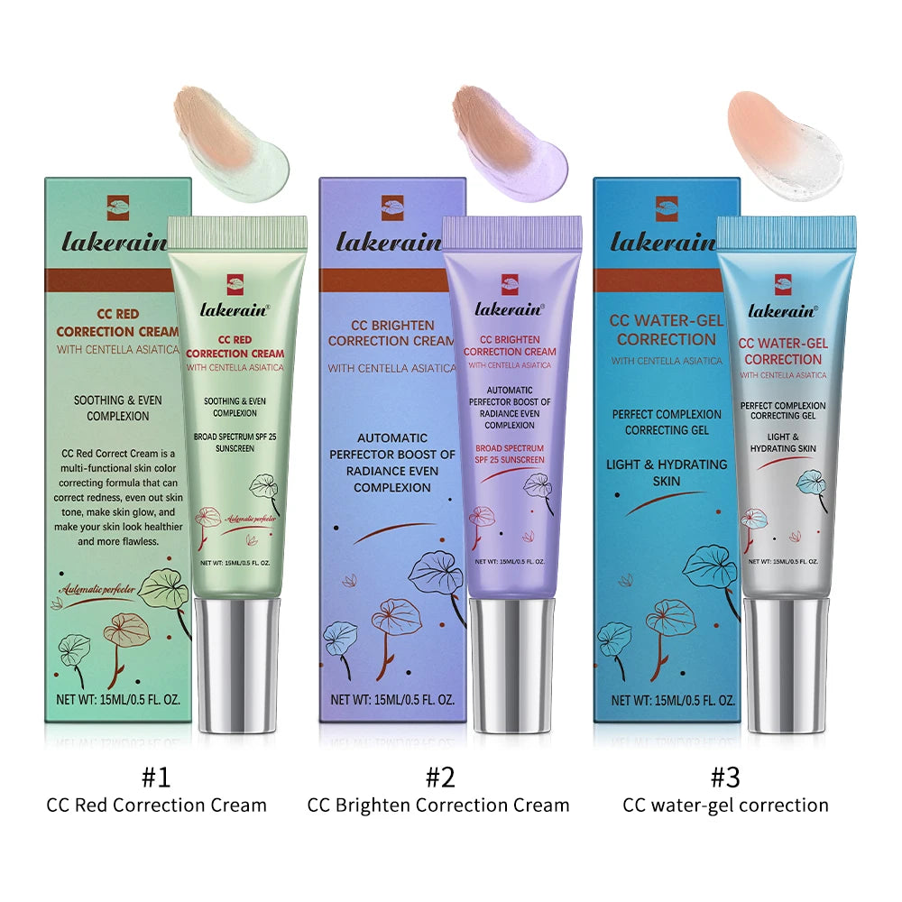 Lakerain CC Cream Color Changing Liquid Foundation High Coverage Even Skin Tone Moisturize Foundation Primer Korean Makeup