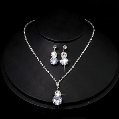 Necklace Earrings Set 2024 Rhinestone Tassel Earrings Necklace Combo Wedding Jewelry Bride Dangle Earrings Necklaces Party Jewel