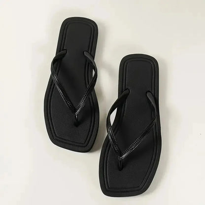 Casual Sandals Women's Outdoor Beach Simple Solid Color Flip Flops Comfortable Fashionable Summer Slippers for Ladies