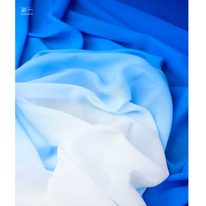Blue Gradient Chiffon Fabric Semi-transparent By The Meter for Clothing Dress Hanfu Diy Designer Cloth Sewing Soft Fine Black