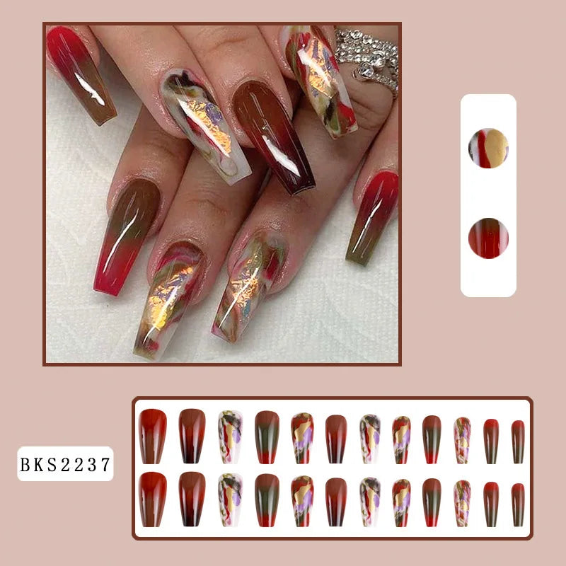 Wholesale Price Press On Nails Ballerina Medium Coffin False Nails French Tip Nails Manicure Stick On Nails Acrylic Fake Nails