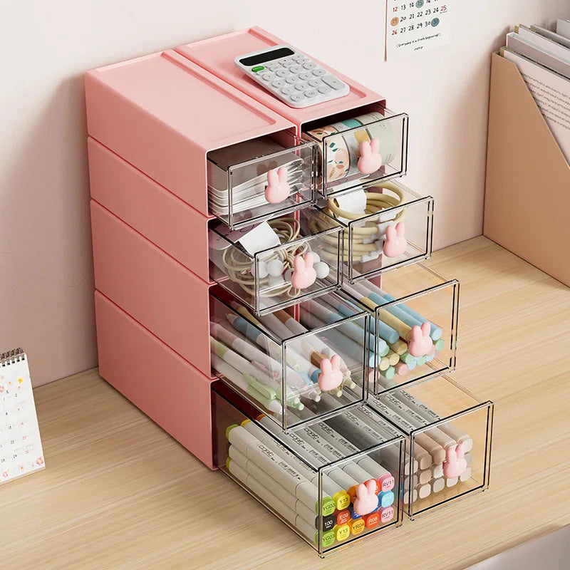 Desk Stationery Storage Box For School Office Desk Organizer With Rabbit Drawer Sundry Storage Rack For School Office Stationery