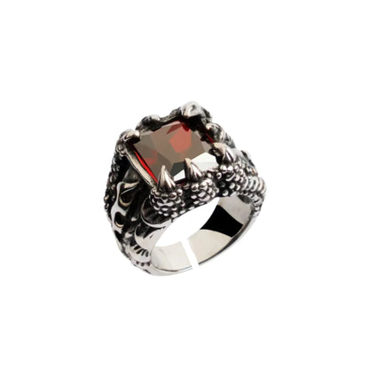 1Pc Gothic Blue and Red Crystal Evil Demon Dragon Claw Ring for Men Gram Biker Punk Rock Hip Hop Cool Jewelry Accessories кольца