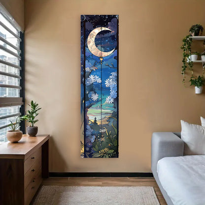 Landscape Vertical Banner Sun And Moon Tapestry Tree of Life Floral Starry Night Wall Decoration Aesthetic Tapestry Home Decor